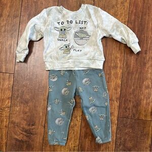 Star Wars Baby Yoda sweatshirt and Jogger set 2T toddler boys
